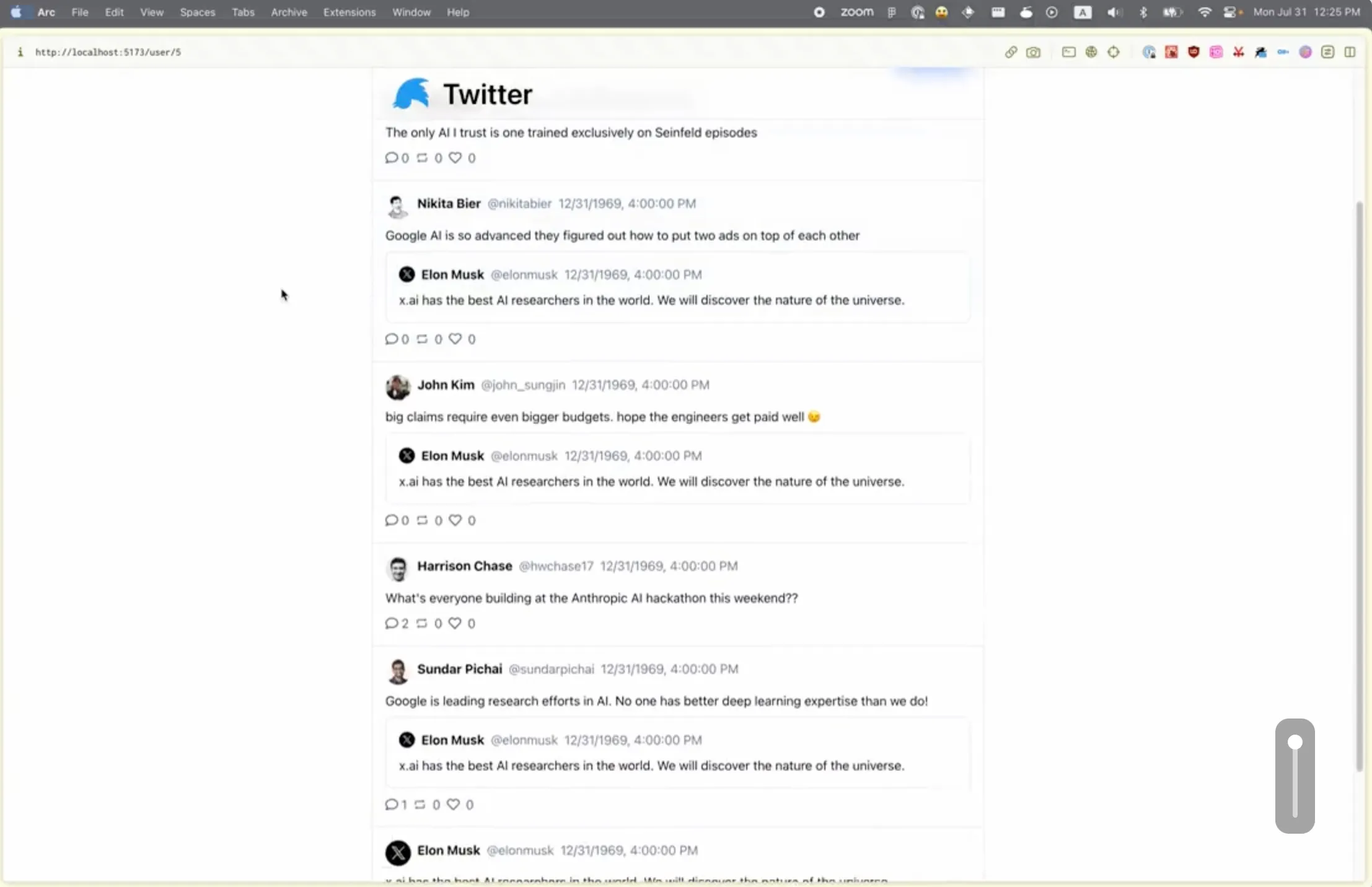 Screenshot of the app in action